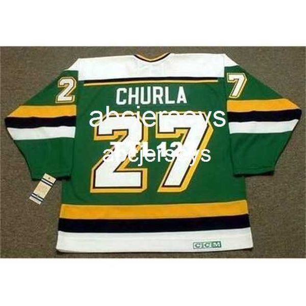 

#27 shane churla minnesota north stars 1989 ccm vintage hockey jersey stitch any name number, Black