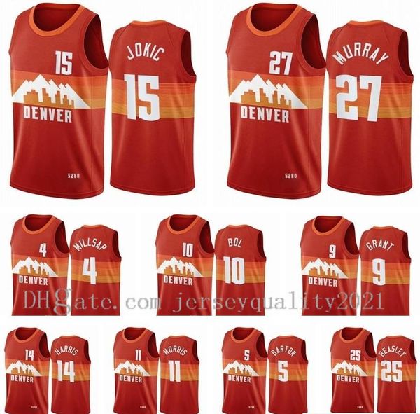 

college wearsnew professional basketball jerseys city 7 facundo campazzo jersey 15 jokic 14 gary harris jamal 27 murray zeke nnaji red class, Black