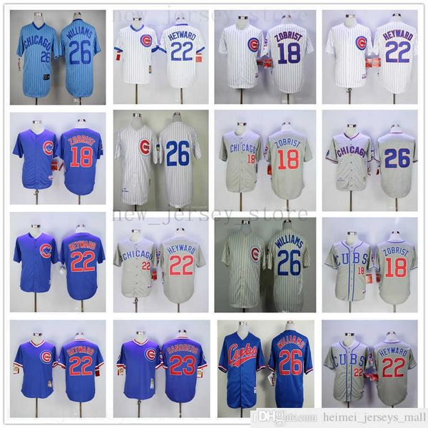 

2019th man women kids baseball jerseys stitched 18 ben zobrist 22 jason heyward 26 billy williams jersey color white blue gray yellow jersey, Black