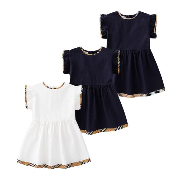 

Children Casual Fashion Clothes Summer Dresses Infant Cotton Kids Baby Girls Princess Dress, White