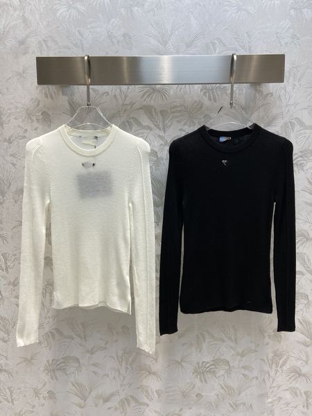 

909 l 2022 milan runway autumn sweater long sleeve crew neck white black pullover fashion clothes womens xiu