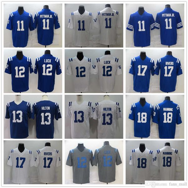 

2022 new football jerseys 18 peyton manning 11 michael pittman jr. 12 andrew luck 13 ty hilton 17 philip rivers stitched jersey, Black;red