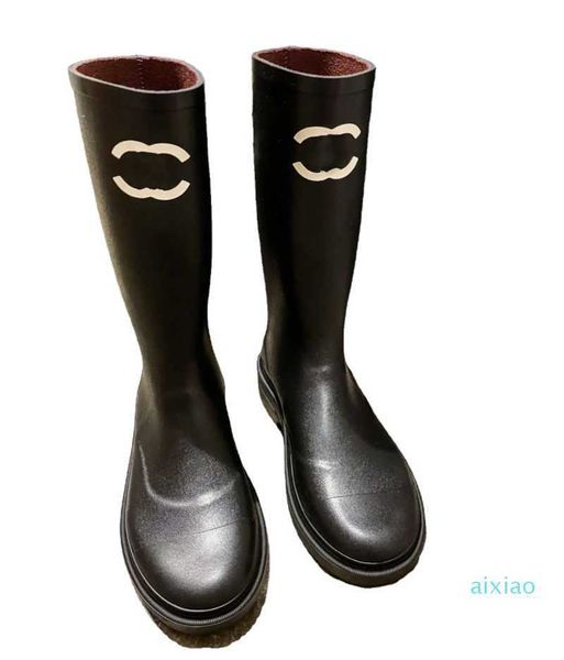 

's boots rain boots designer shoes fashion black autumn new print outsole slim leg