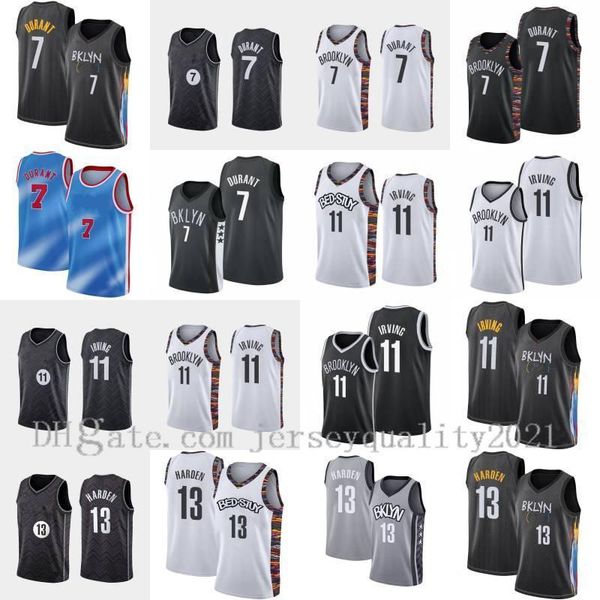

college wearsprofessional mens basketball jerseys city 11 irving kevin 7 durant kyrie 13 harden blue white black sleeveless shirt breathable