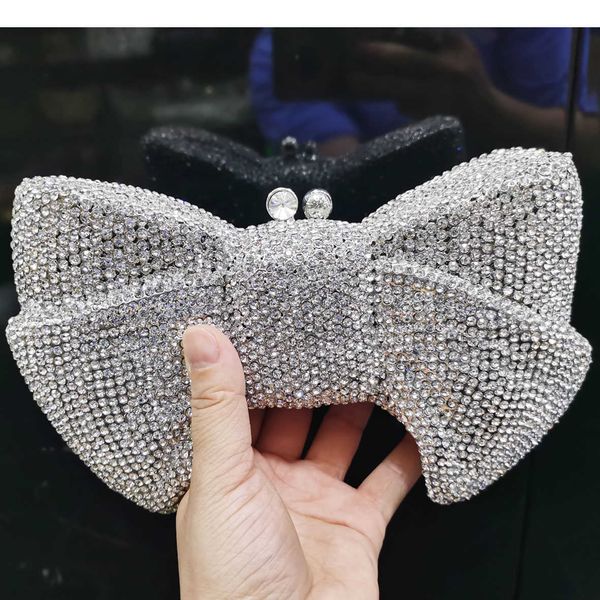 

clutch bags luxury novelty bow crystal evening silver bowknot rhinestone women handbags wedding party purse sm95 221023
