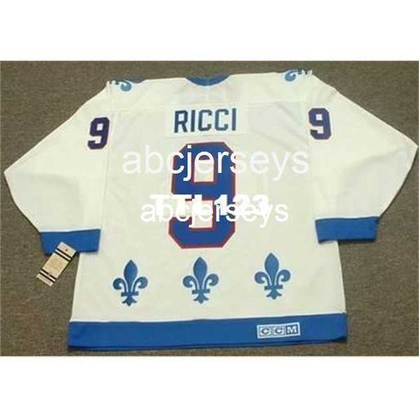 

#9 mike ricci quebec nordiques 1994 ccm vintage home hockey jersey stitch any name number, Black