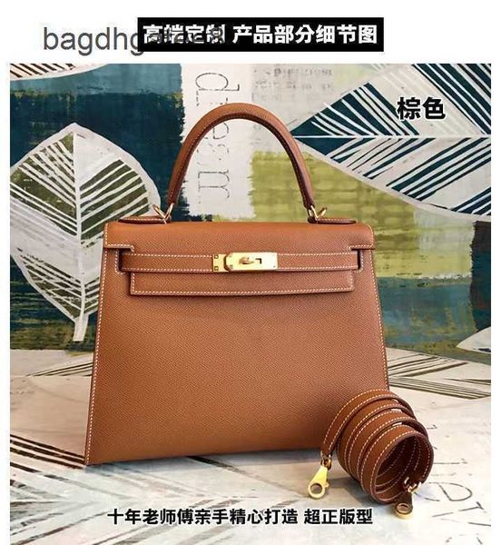 

birkins bag kes bags bag bags cow high keies woman h ermee classic gold leather custom hand-made epsom wax line brown 25cm hand-held single