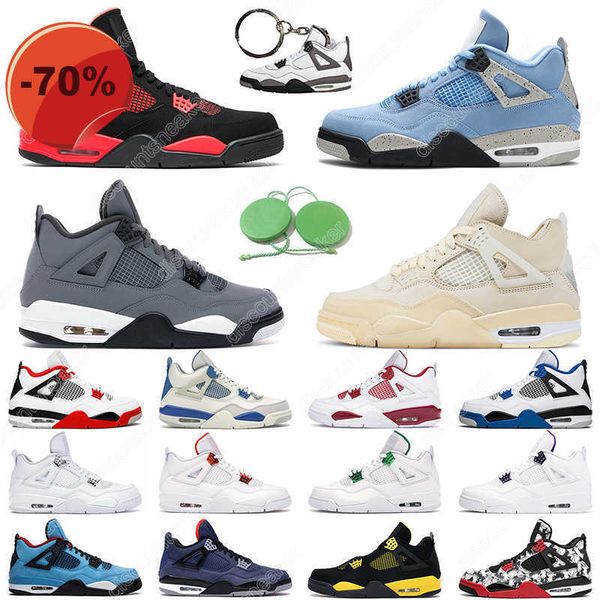 

basketball shoes men trainer sports sneakers fire red black cat white cement neon cool grey 5.5-13 mens 4s 4 guava ice