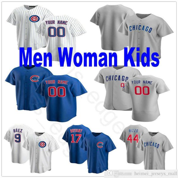 

custom 2021 men women youth kid baseball jerseys 9 javier 17 kris baez bryant 44 anthony 40 willson rizzo contreras stitched kids jersey, Black