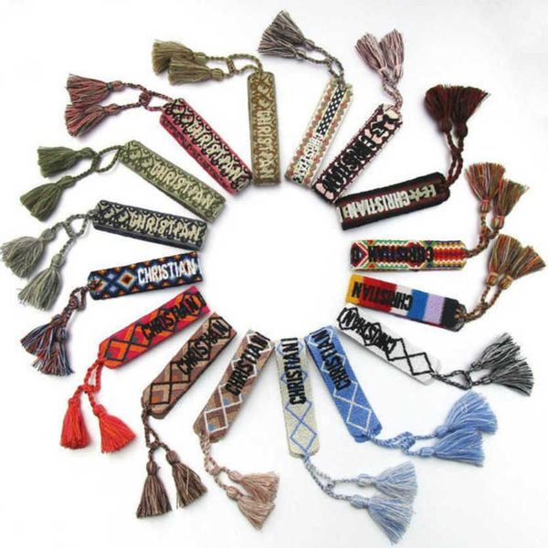 

luxury classic women's bracelets designer brand d bangle jewelry embroidered word woven bracelet letter rope fashion tassel girl men co, Golden;silver