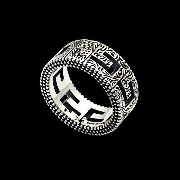 

new arrival retro style lady titanium steel carved floral designs g letter wedding engagement rings size6 - 9260j, Golden;silver