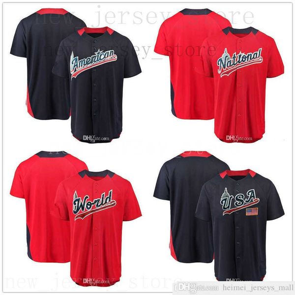 

2018th all-star american league navy national league baseball jerseys custom stitched red game home run derby team jersey usa world futures, Black