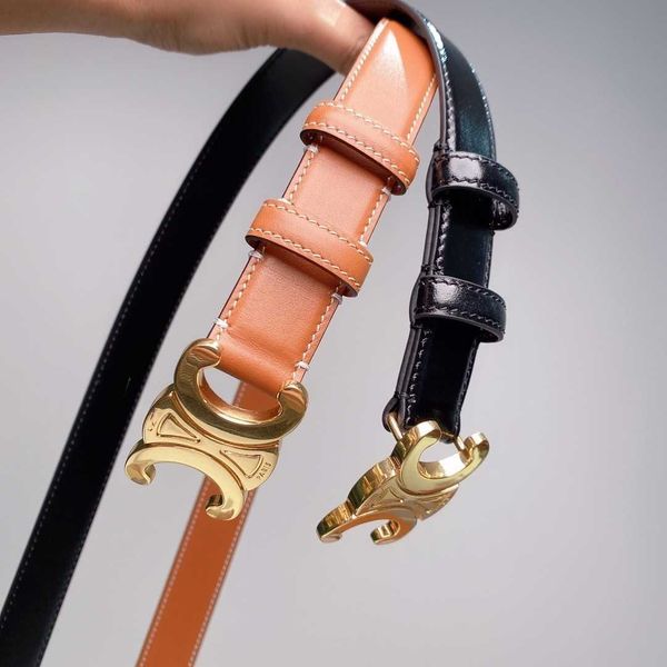 

saijia classic arc de triomphe women's belt 2.5 wide head leather copper buckle fashion, Black;brown
