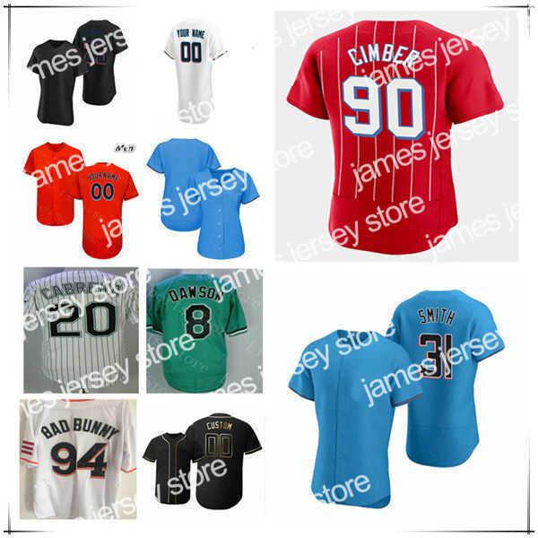 

baseball jerseys miami 2021 city connect jesus sanchez jersey jorge soler miguel rojas jesus aguilar garrett cooper chisholm jr. avisail gar, Blue;black