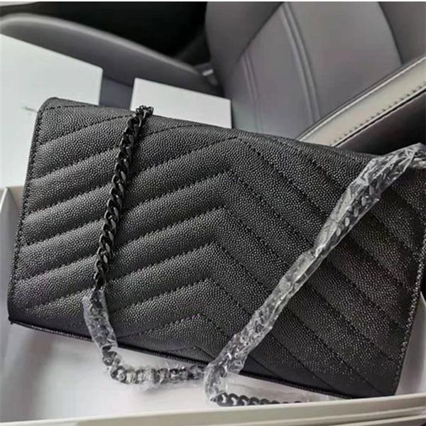 

woman bag original box genuine leather caviar fashion clutch lady shoulder bags cowhide handbag presbyopic card holder purse336h