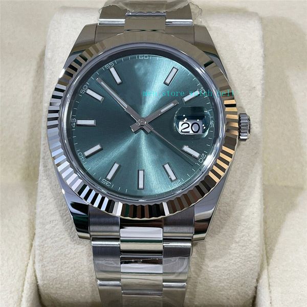 

bp factory men's watch automatic movement 41 mint green 126334 gold bezel, Slivery;brown