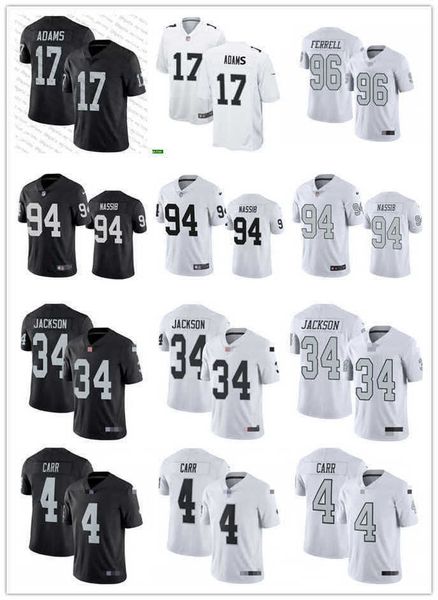 

football jersey las vegas''raiders''17 davante adams 34 bo jackson 24 charles woodson 4 derek carr 28 josh jacobs 13 hun, Black;red