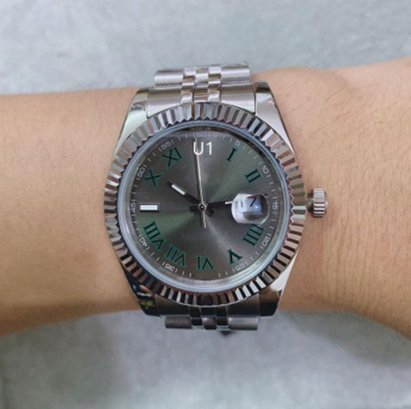 

st9 luxury men's automatic mechanical watch datejust gray dial fluted bezel 116333 126334 stainless steel case 2813 asian movement wris, Slivery;brown