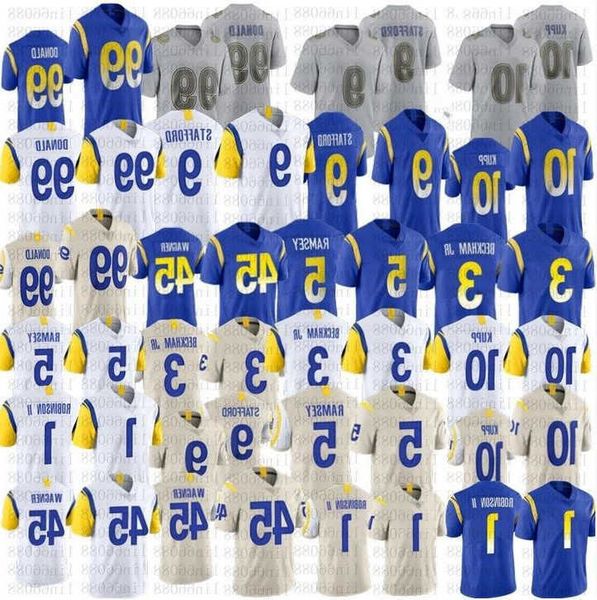 

football jerseys los angeles''rams''99 aaron donald 94 a'shawn robinson 9 matthew stafford 10 cooper kupp 86 kendal, Black;red