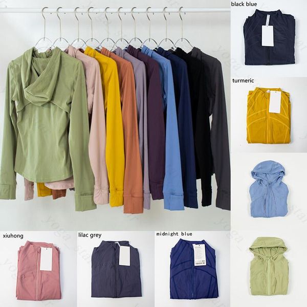 

2022 new fashion yoga jackets wear hooded define womens designers sports jacket coat double-sided sanding fitness cing hoodies long ejy, Black;brown