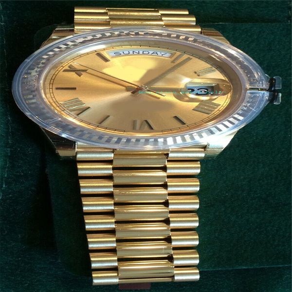 

bp factory men's watch automatic movement automatic 40mm yellow gold champagne roman dial 228238, Slivery;brown