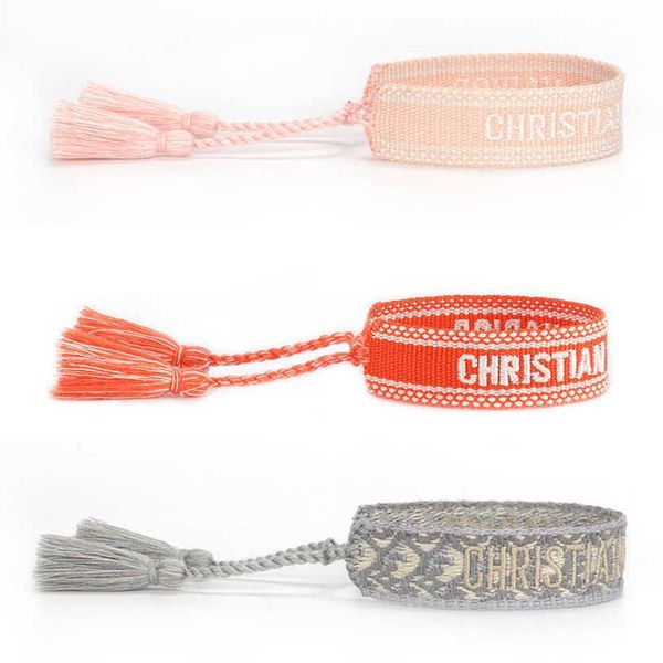 

luxury fashion women's bracelets d brand designer bangle embroidered braided bracelet wedding bohemian letter hand rope trinket men gir, Golden;silver
