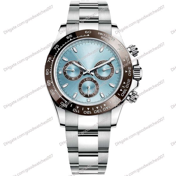 

2 model men's watch uality factory m116506 40mm sky blue dial diamond watch brown ceramic bezel stainless steel watchband no chronograp, Slivery;brown