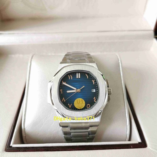 

u1f mens watches 5711 40.5mm blue arab dial stainless steel back transparent luminova cal.324 movement automatic mechanical men watch wristw, Slivery;brown