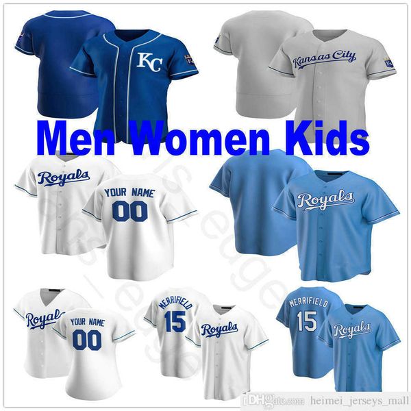

custom 2021 men women youth baseball jerseys 5 george brett 4 alex gordon 13 salvador perez 15 whit merrifield stitched kids jersey, Black