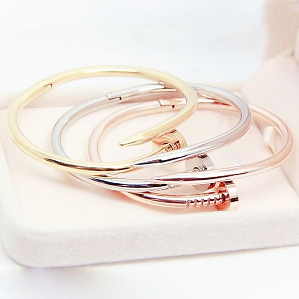 

luxury nail bangle jewelry designer women's bracelet 18k gold couple cuff 316l stainless steel factory wholesale, Black