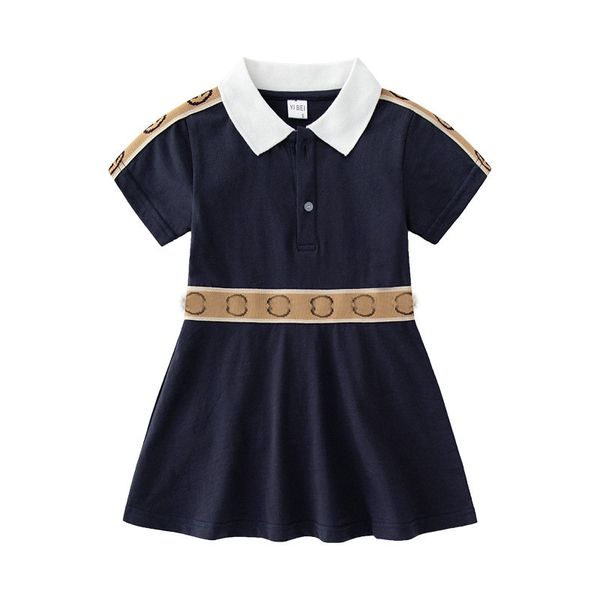 

Girls Dress Short Sleeve Summer Fashion Cotton Solid Dress Toddler Girl Outfits Children Clothing 1-6years Old, Prussian blue