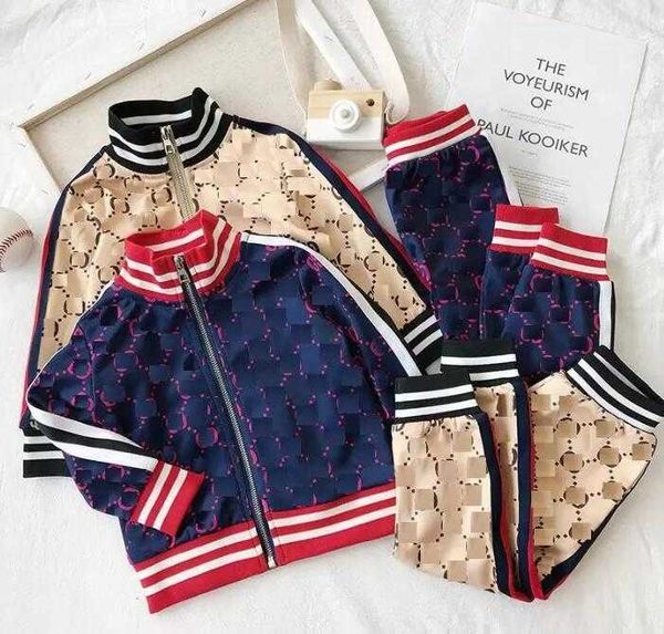 

kids clothing set sets new luxury print tracksuits fashion letter jackets casual sports style sweatshirt boys clothe, White