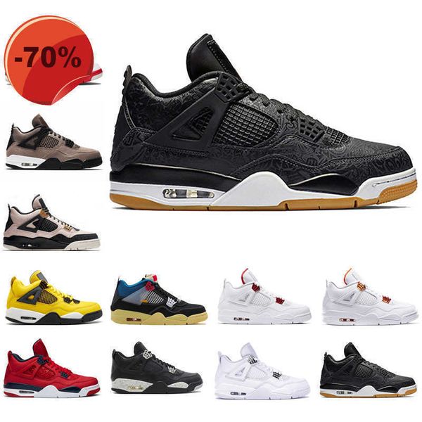 

basketball shoes men sports trainers 4s green punch laser black gum cavs 4 mens