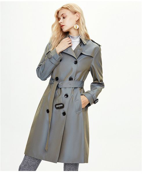 

spring autumn womens trench coat england style jacket female waterproof classic double breasted khaki outerwear coats, Tan;black