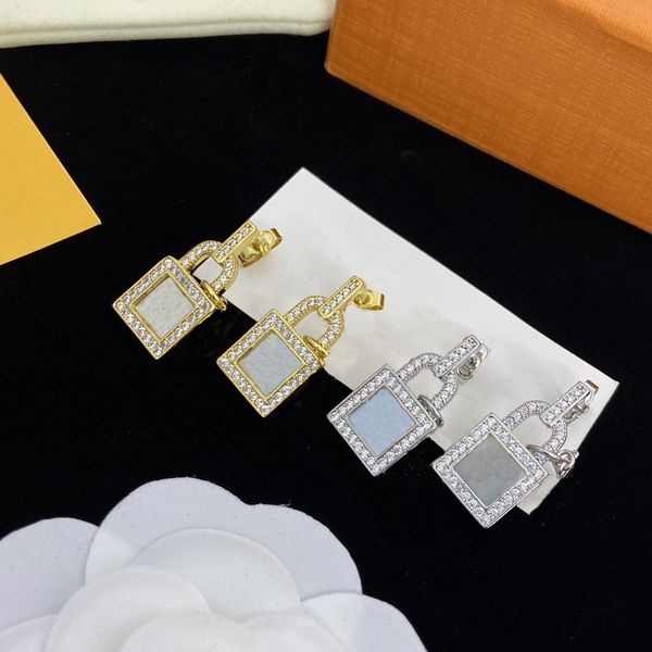 

18K L Gold Plated LuxuryL Brand Designers Double Letters Stud Long Eardrop Geometric Classic Women S925 Silver Crystal Rhinestone Earring Wedding Party L