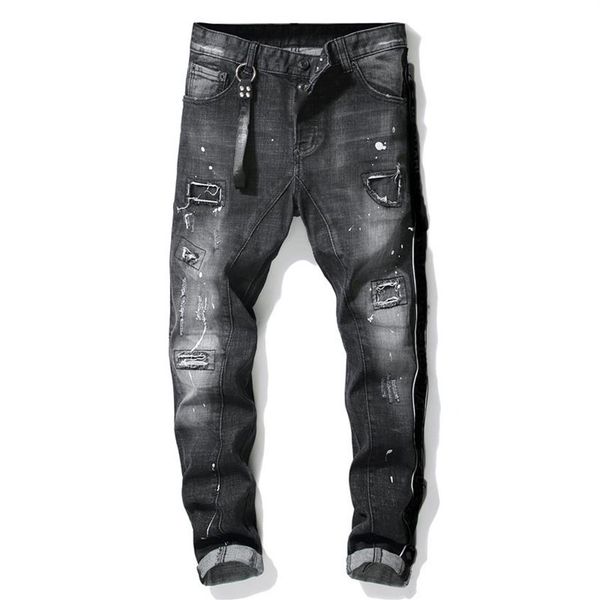 

mens luxury designer jeans denim black ripped pants the version fashion broken hole italy brand bike designerr5sf291b, Blue