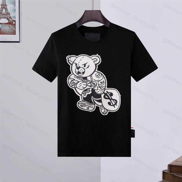 

phillip plain men designer pp skull diamond t shirt short sleeve dollar brown bear brand tee o-neck skull ddz philipp326v, White;black