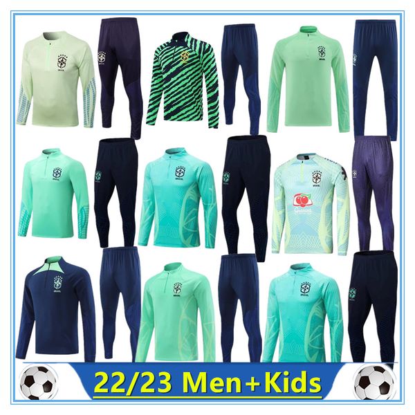 

22 23 brazil soccer tracksuit g.jesus coutinho brasil camiseta de futbol richarlison brazil football shirt maillot kids kit training suit, Black