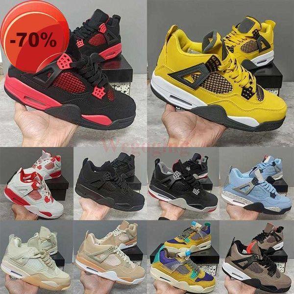 

man basketball shoes athletic jumpman 4 4s red thunder lightning university blue black cat noir infrared master sail men woman designers