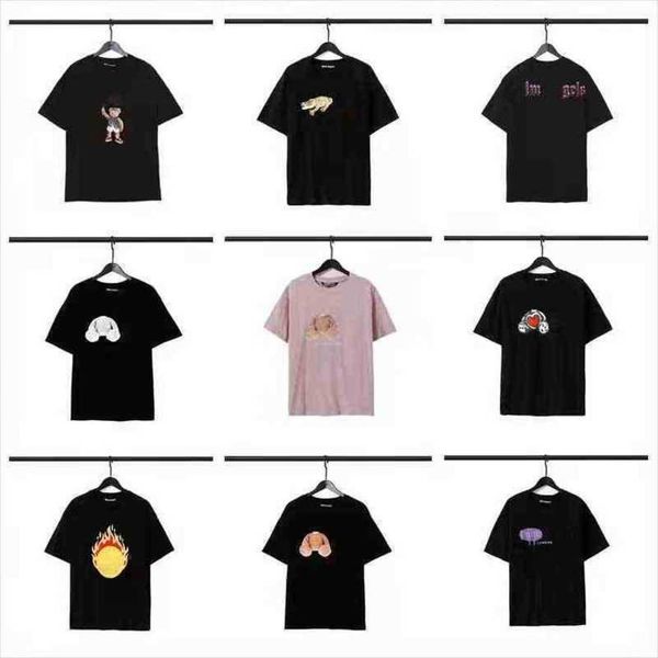 

designer luxury palms classic flowers letters printed t shirt fashion angels mens and womens couple summer pa short sleeve tee, White;black