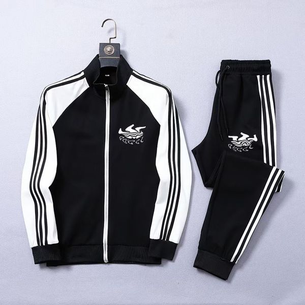 

men women tracksuits two pieces set jacket pants with letters and strips printed s9au, Gray