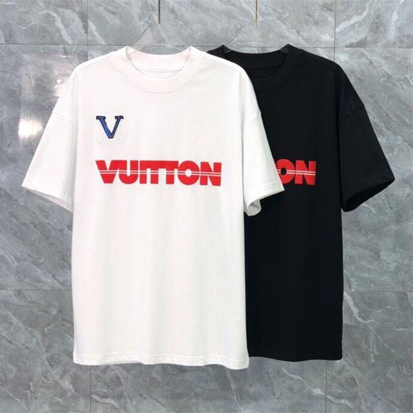 

2022ss early spring new high-grade cotton printed t-shirt round neck stitching pullover short sleeves size m-xxxl color black an282b, Black;brown