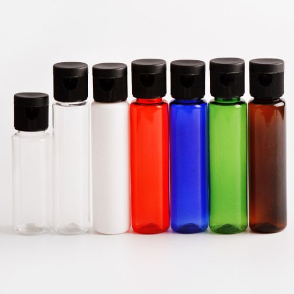 

300pcs/lot 30ml assorted color refilling plastic pet bottle sample bottles with easy flip cap bottles