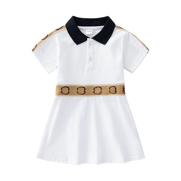 

Summer Little Girl Clothes Kid Girls Cotton Dresses Cute Solid Toddler Chidlren Short Sleeve Baby Kids Dress Vestidos, White