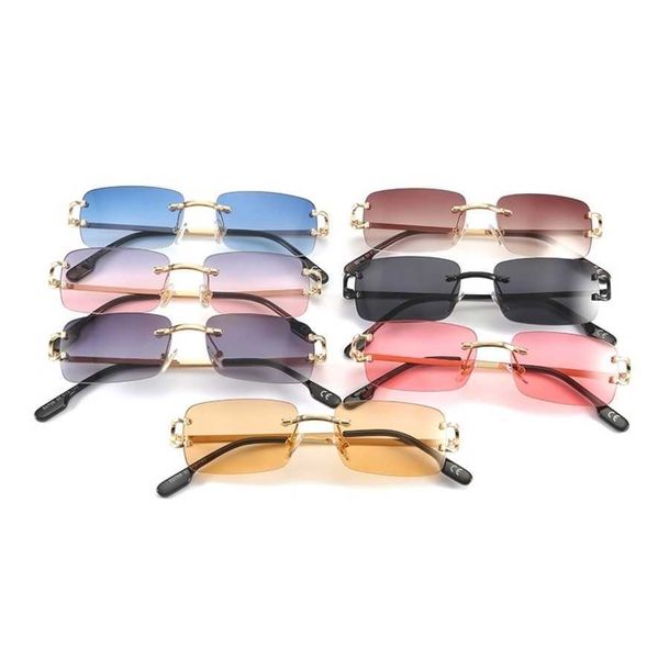 

sunglasses square rimless cut-edge sunglasses european and american design style street shooting personality small glasses 50708, White;black