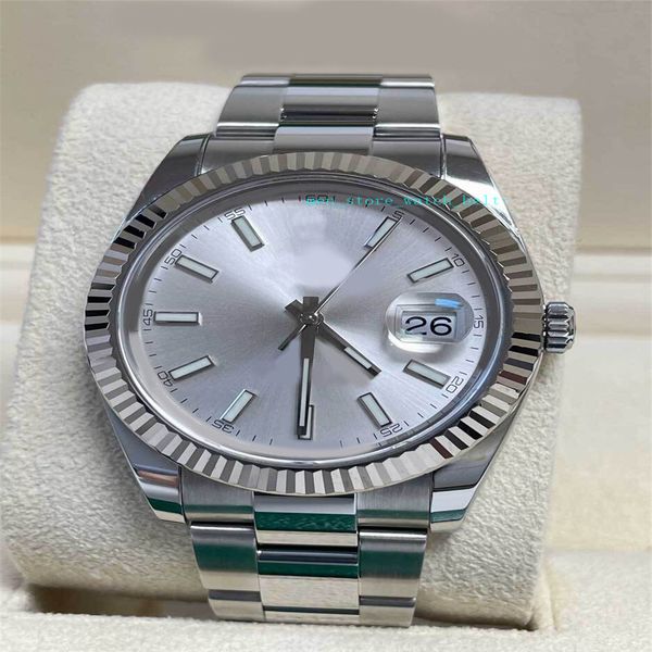 

bp factory men's watch automatic movement automatic 41mm 126334 stainless steel/white gold fluted bezel, Slivery;brown