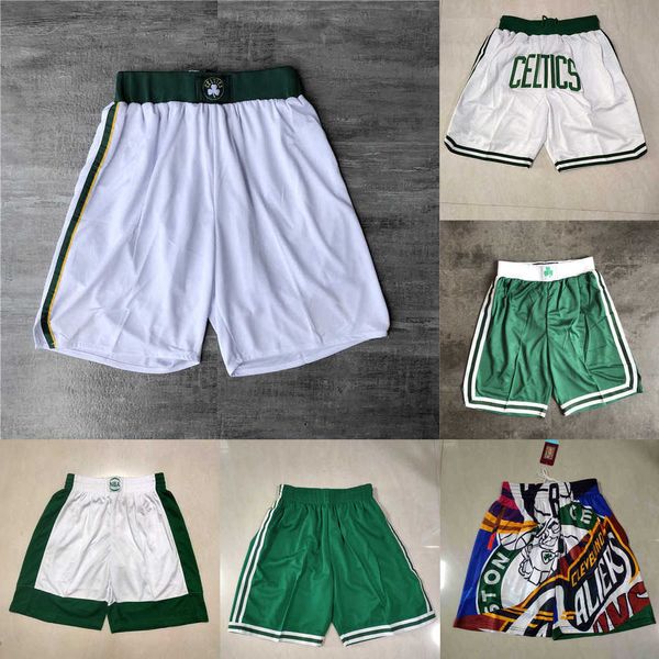 

boston''celtics''men throwback basketball shorts pocket, Black