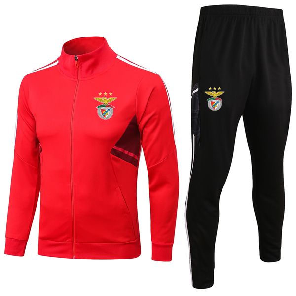 

mens running sets 22-23 benfica soccer training suits winter football tracksuit set kits sports full zipper jackets and pants mens tracksuit, Black;blue