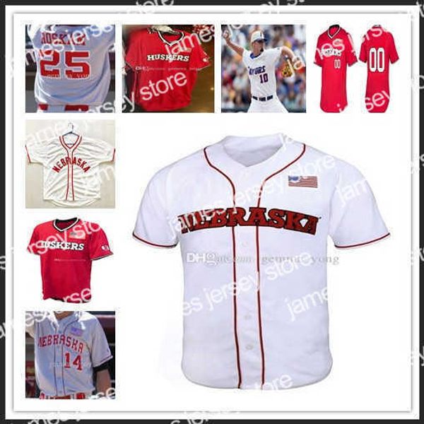 

college baseball wears men custom nebraska cornhuskers ncaa college baseball all stitched 7 angelo altavilla 4 alex gordon 2 jaxon hallmark, Black