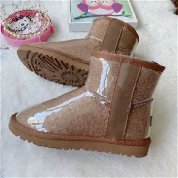 

2022 women classic winter snow boots designer australia australian clear shoes womens fur furry girls satin boot ankle booties ankle knee sh, Black